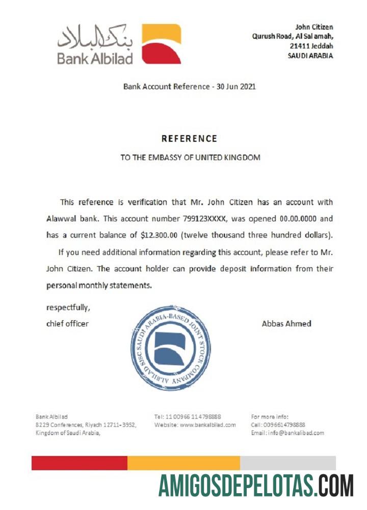 Referência do Banco Albilad da Arábia Saudita modelo